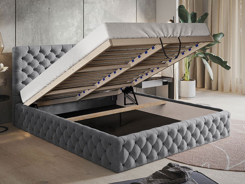 Manželská postel Borel 3 160 cm (tmavě zelená) (s bonell pružinami a úl. prostorem)