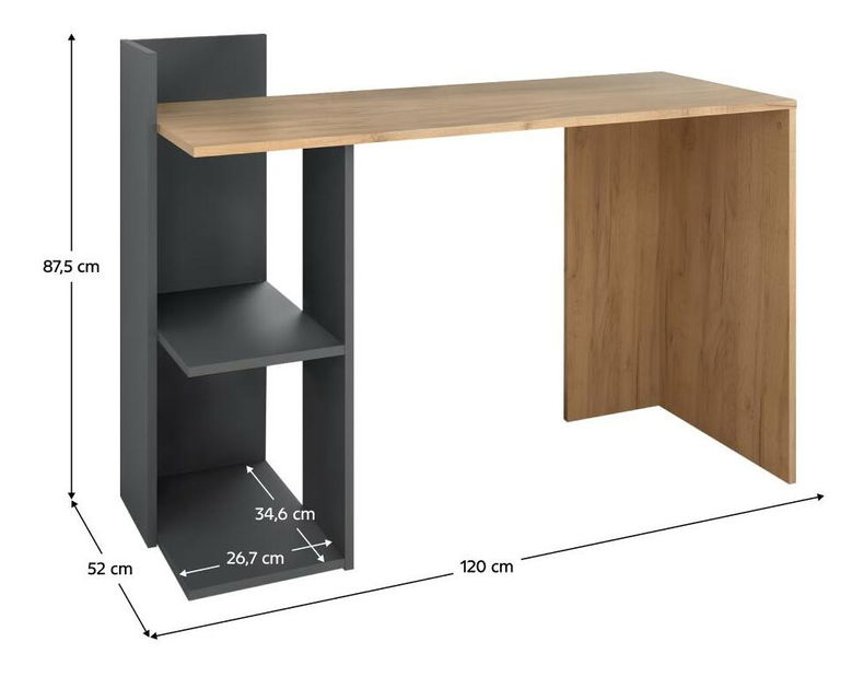 PC stolek Zunno (dub craft zlatý + grafit)