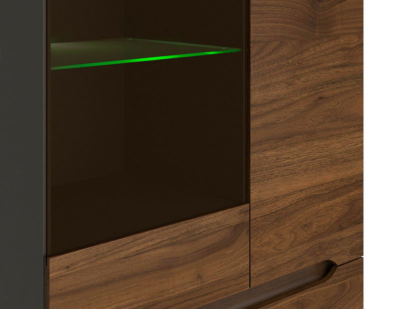 Vitrína BRW Elpasso REG1W3D/20/9 (Šedý wolfram + Ořech kolumbie)