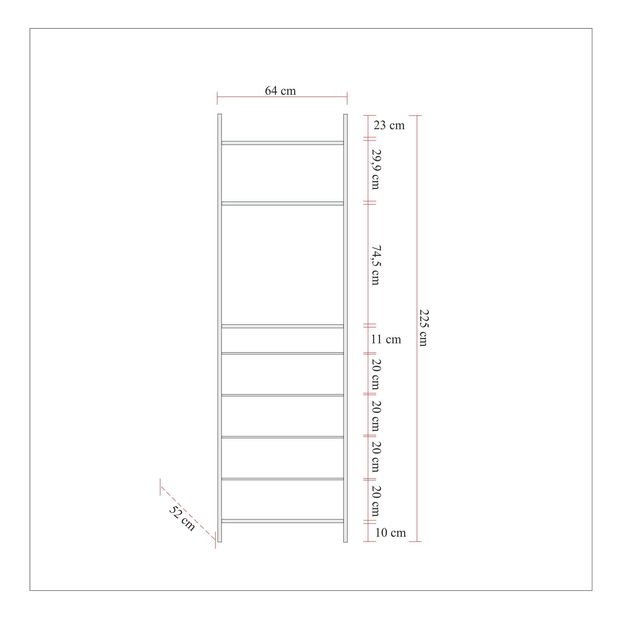 Regál Denoletta (se zrcadlem) (borovice atlantická + černá)