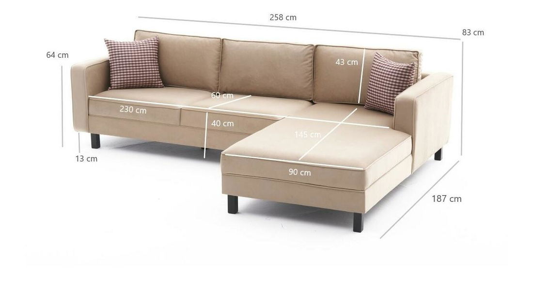 Rohová sedačka Kalen 1 (P) (krémový samet)