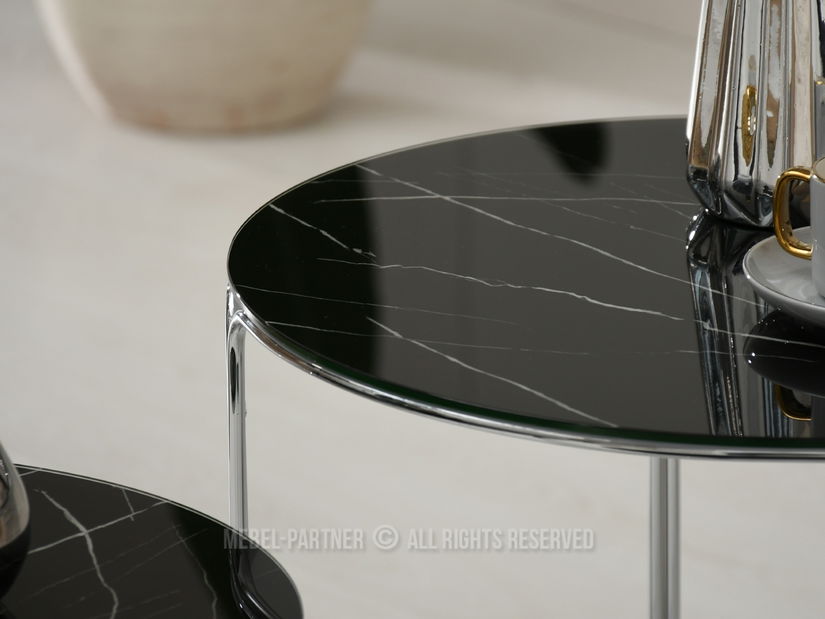 Konferenční stolek Belianni Zest (černý mramor + chromová)