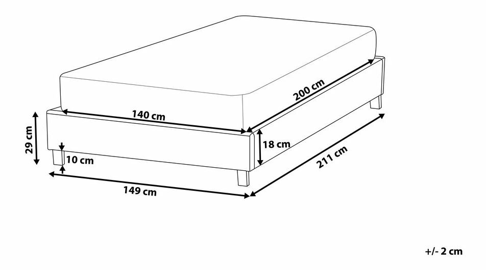 Manželská postel 140 cm ROXENNE (s roštem) (šedá)