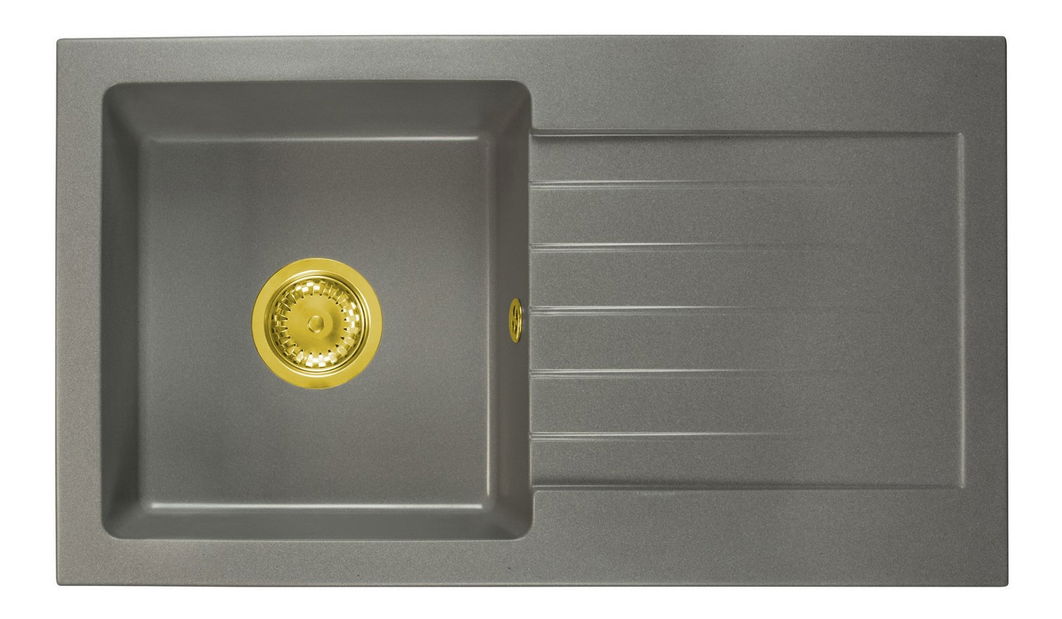 Kuchyňský dřez Lemmion (šedá) (se 3 otvory pro baterii) (P)