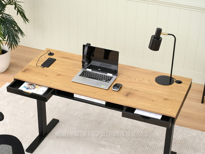 PC stolek Osto 140 (dub černý + bílá)