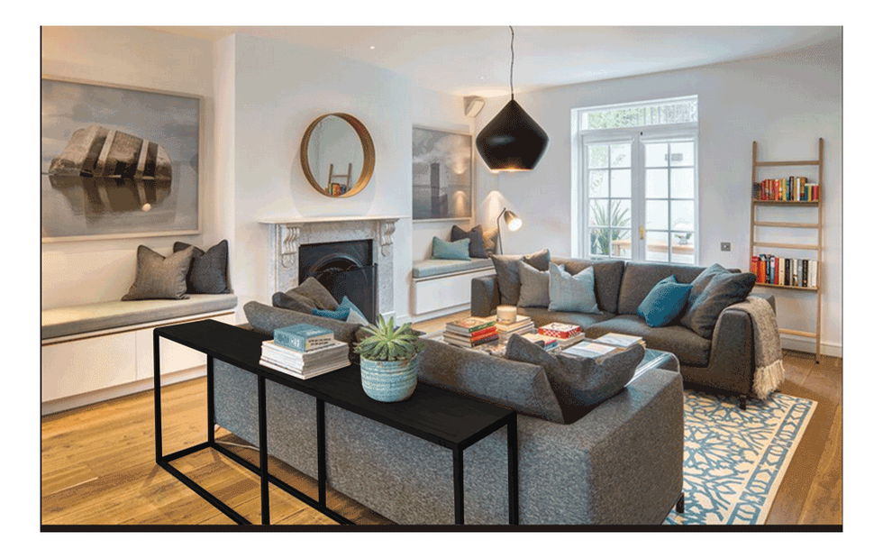 Konzolový stolek Burnet (tmavě-šedá grafit + černá)