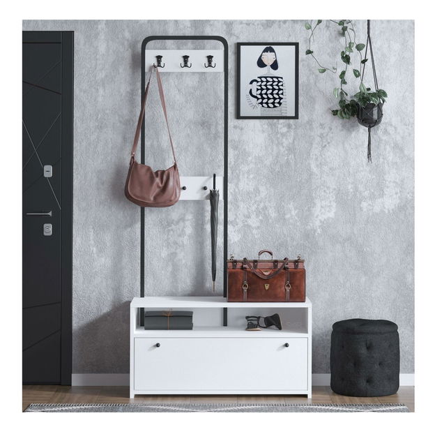 Předsíňová sestava Aliex 14 (bílá + černá)