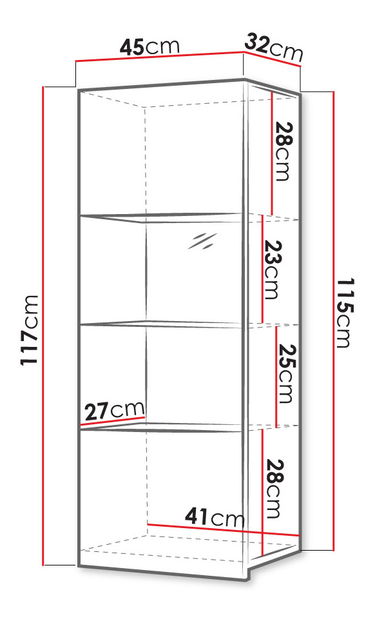 Závěsná vitrína Brolani BR11 (černá + lesk černý) (s bílým LED osvětlením)