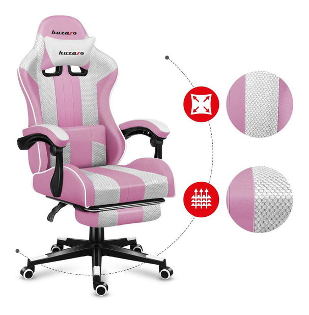 Herní křeslo Fusion 4.7 (bílá + růžová)