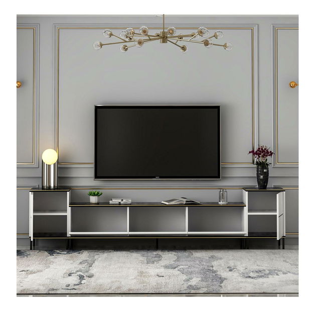 TV stolek/skříňka Iris 1 (bílá + černá + zlatá)