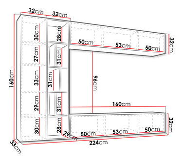 Obývací stěna Londria (kašmír + dub cremona)