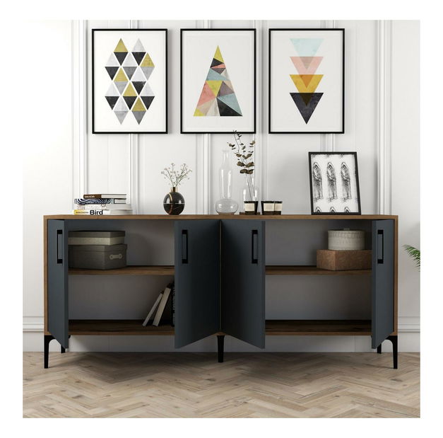 Skříňka Kim 180 (ořech + antracit)