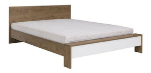 Manželská postel 160x200 cm Lataressa 1 (dub burgundský + lesk bílý) (s roštem)