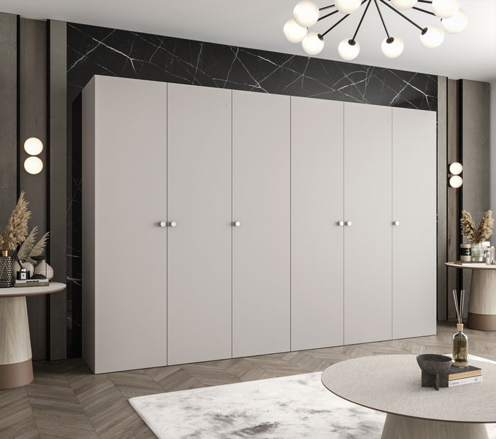 Šatní skříň 300 cm Parna 1 (kašmír + stříbrná)