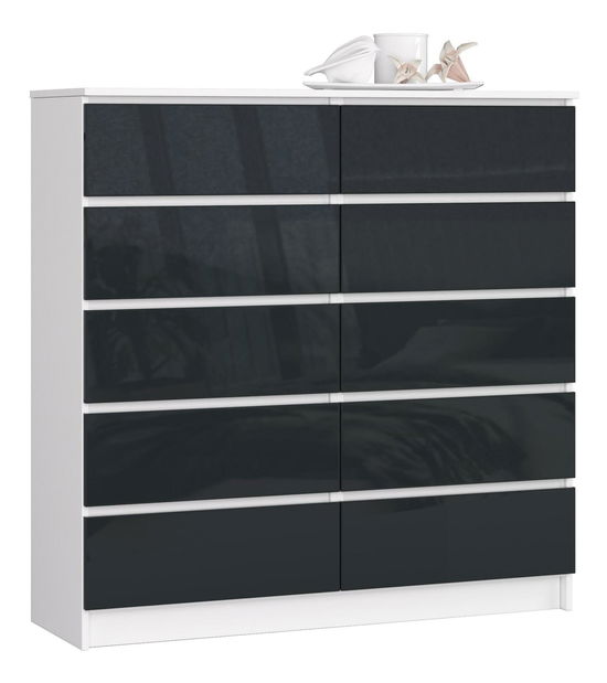 Komoda Kapil III (bílá + lesk grafit)