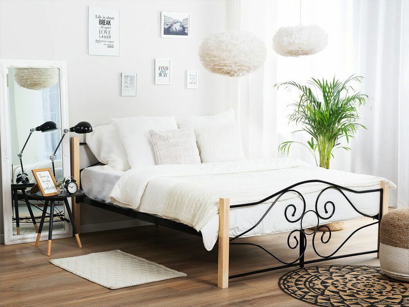 Manželská postel 160 cm FLANGE (s roštem) (černá)