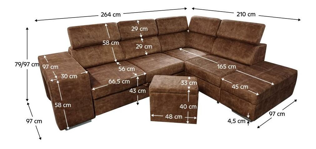 Rohová sedací souprava Maiga (hnědá) (P)