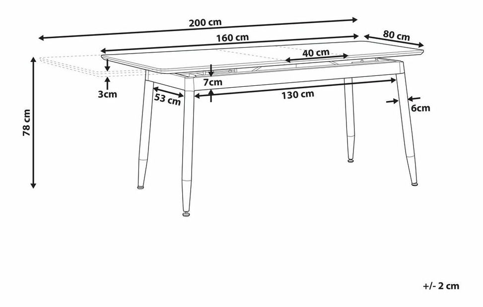 Jídelní stůl CALNARA (tmavé dřevo) (pro 6 až 8 osob)