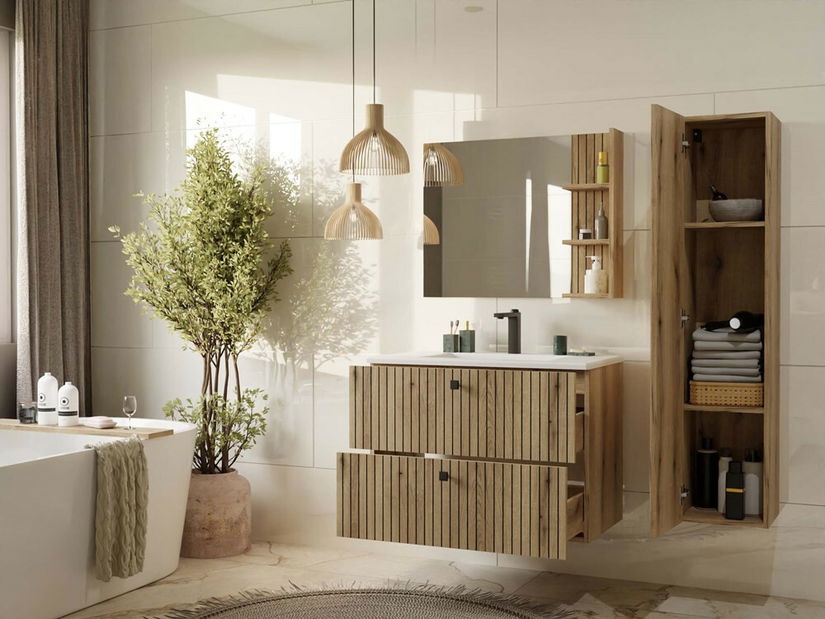 Skříňka pod umyvadlo Terca 1 80 (dub evoke) (s umyvadlem)