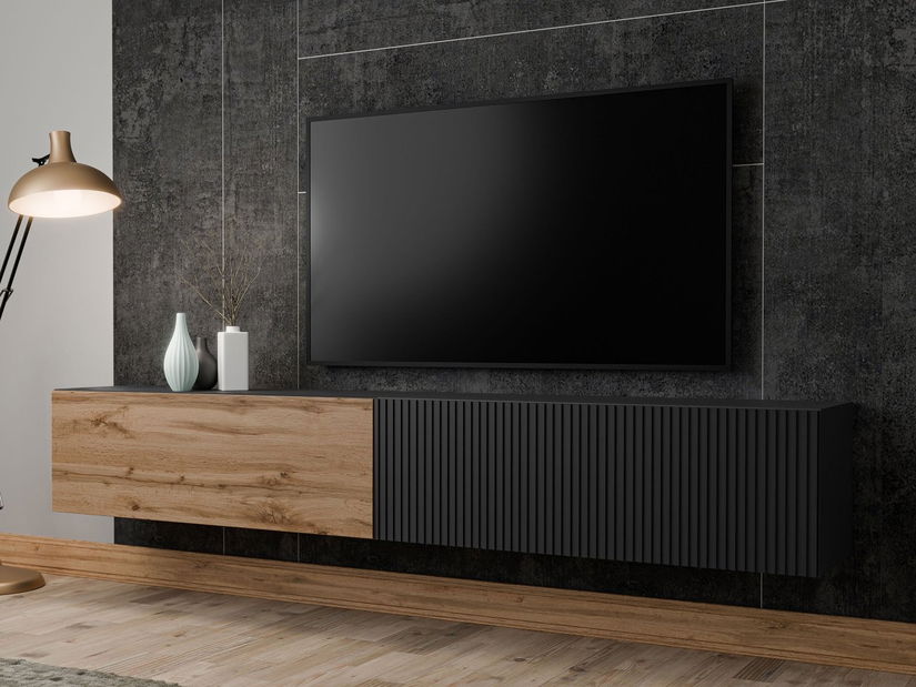 TV skříňka/stolek Brindara 2 (černá + dub wotan)