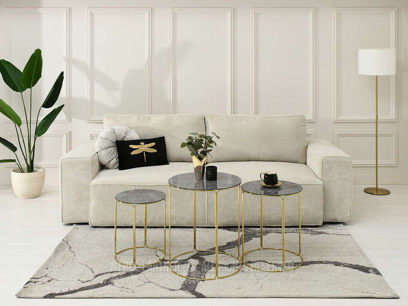 Konferenční stolek Belianni Zest (šedý mramor + zlatá)