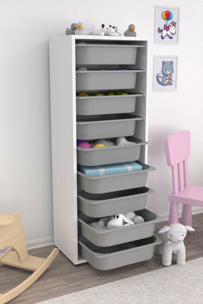 Organizér na hračky Dremonka 11 (šedá + bílá)