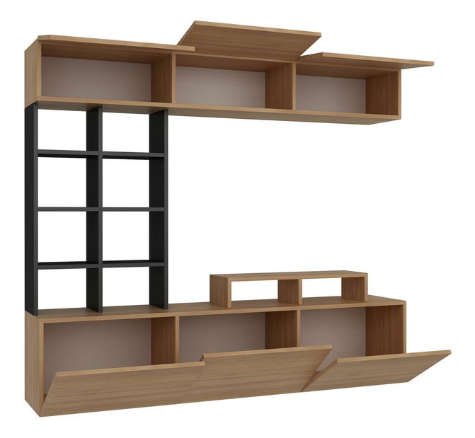 Obývací stěna Salsa (teakové dřevo + černá)