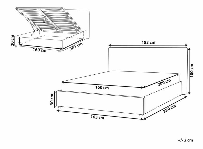 Manželská postel 160 cm Lavza (bílá)
