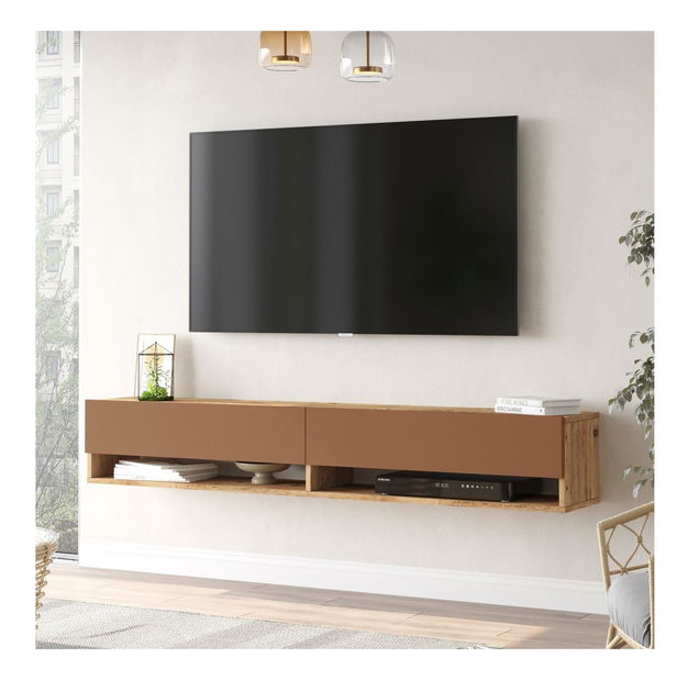  TV stolek/skříňka France 9 (borovice atlantická + cihlová)