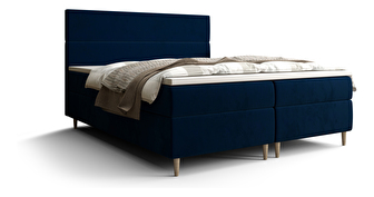 Manželská postel Boxspring 180 cm Flu Comfort (tmavě modrá) (s matrací a úložným prostorem)