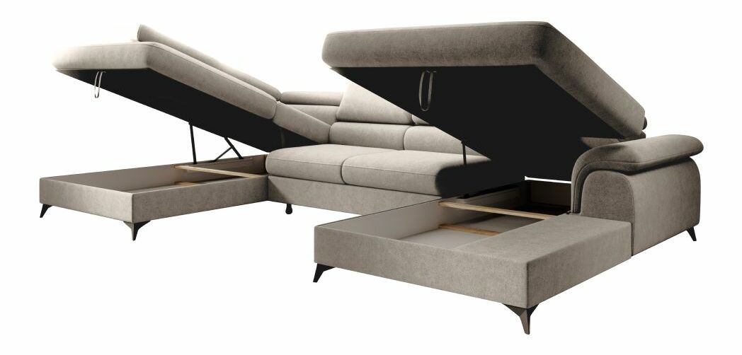 Rohová sedačka ve tvaru U Coly (béžová) (s úl. prostorem) (L)