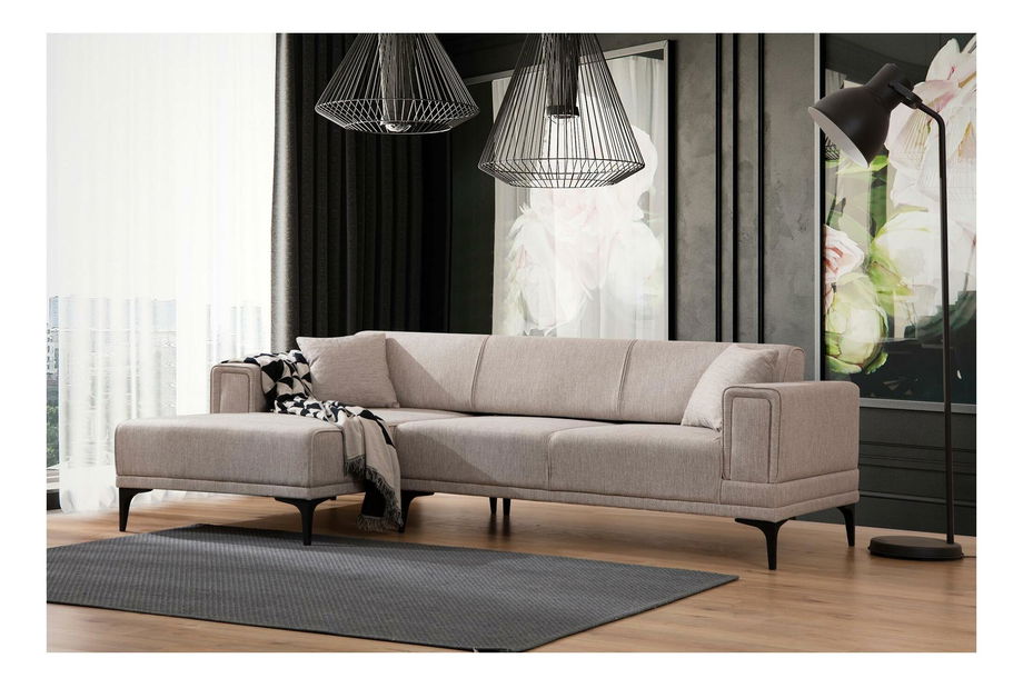 Rohová sedačka Horazotta (L) (světlohnědá + černá)