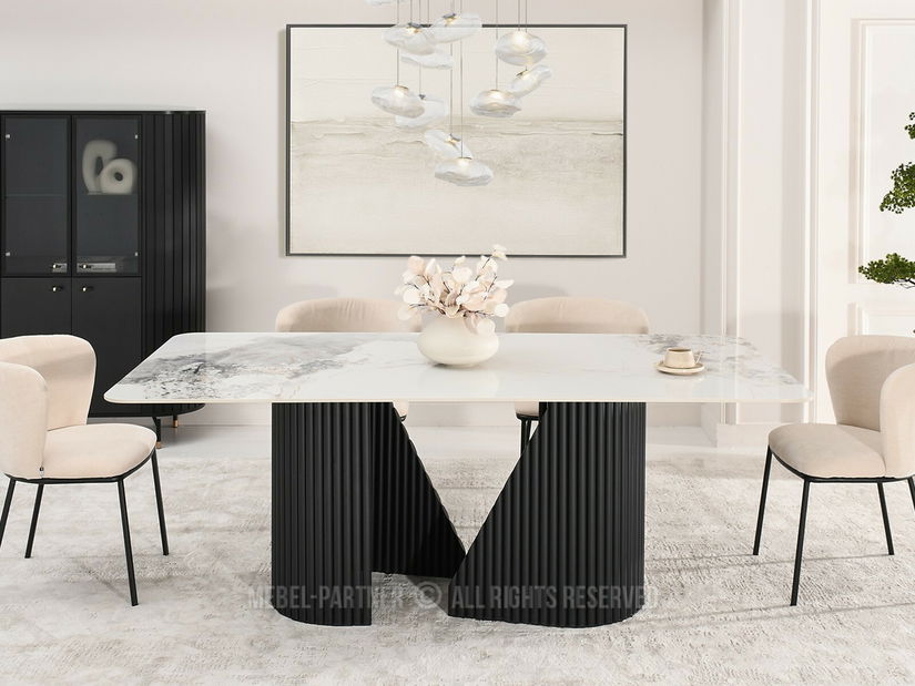 Jídelní stůl Acababa (mramor + černá)