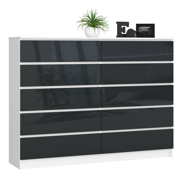 Komoda Kurtinaitis 10SZ (bílá + lesk grafit)