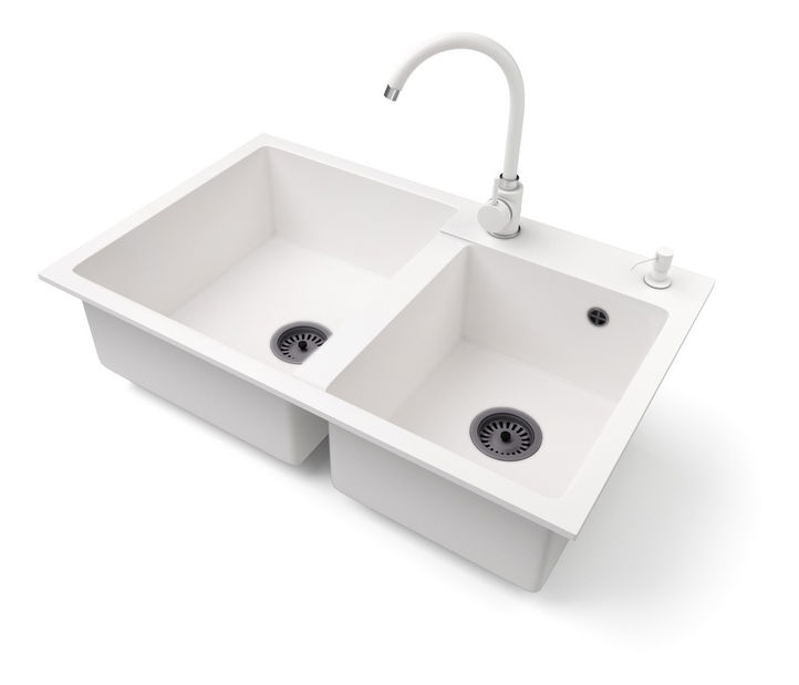 Kuchyňský dřez Hakkon (bílá) (se 3 otvory pro baterii)