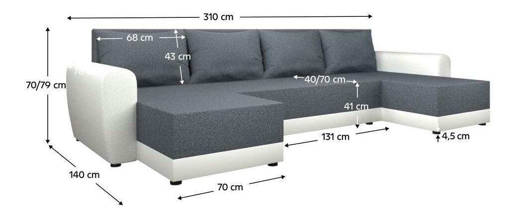 Rohová sedací souprava U Debiera (šedá + bílá)