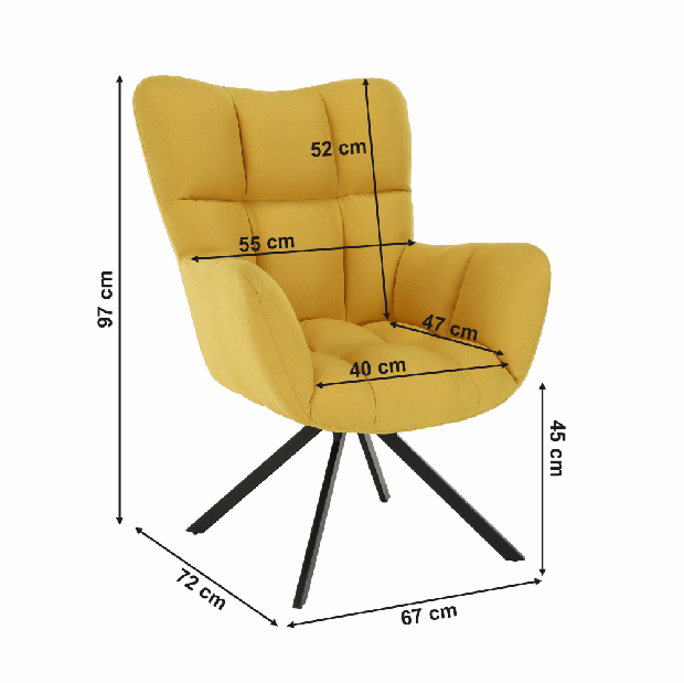 Dizajnové Otočné křeslo Komand (žlutá)