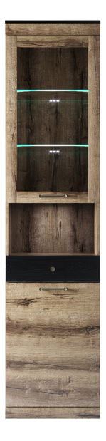 Vitrína Johnson 1D1W1S (dub monastery + černá)