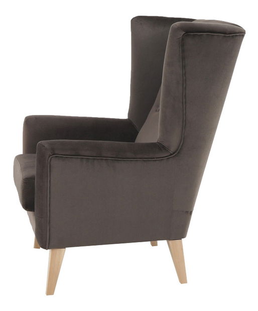 Křeslo ušák Royse Paros 04 (šedohnědá taupe + buk)