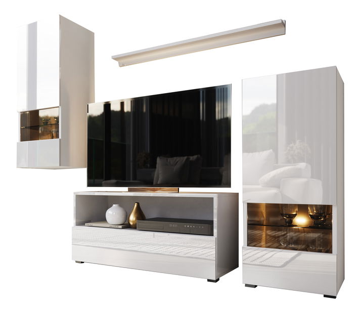 Obývací stěna Berny 39 (bílá + bílý lesk)