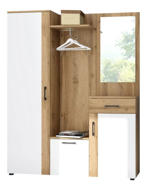 Věšáková stěna Trudy (dub artisan + bílá)