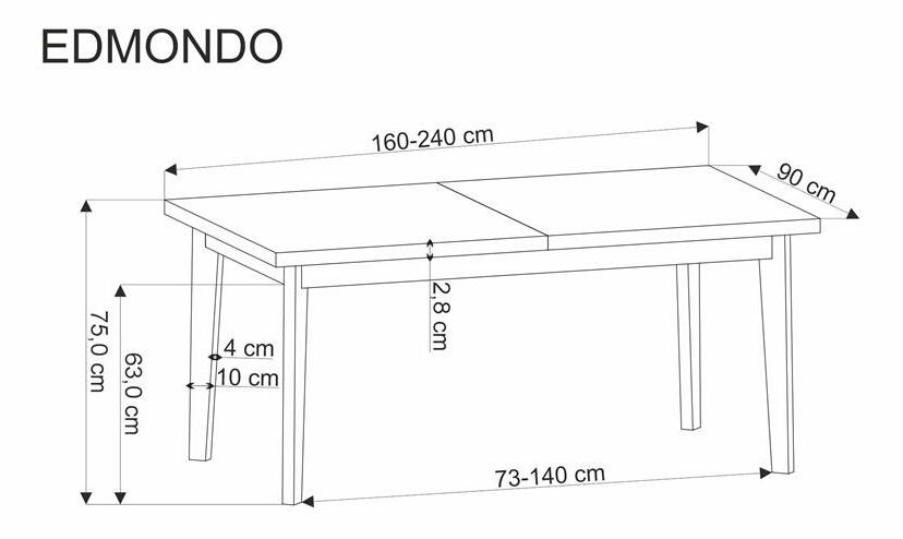 Jídelní stůl Edmund (dub + černá) (pro 6 a více osob)