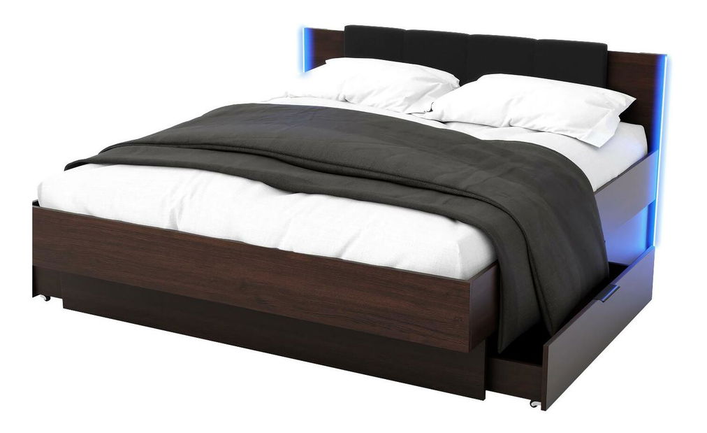 Manželská postel 160 cm Lewell (s roštem) (wenge)