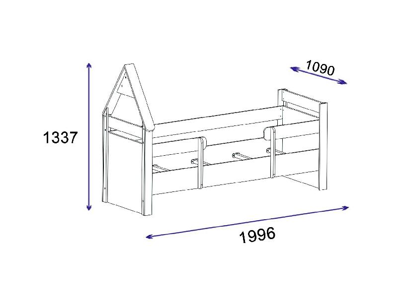 Jednolůžková postel s roštem 100 cm Nilili 4 (borovice atlantická + antracit) (s roštem)