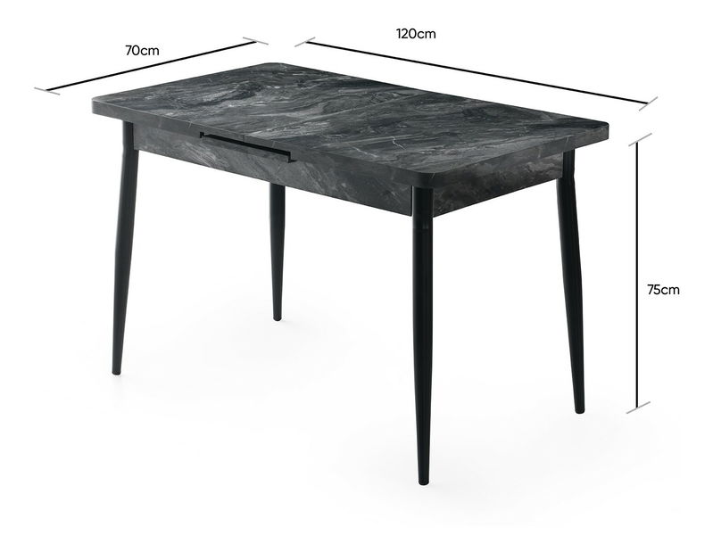 Rozkládací jídelní stůl (pro 6 osob) Aimee (Antracit)