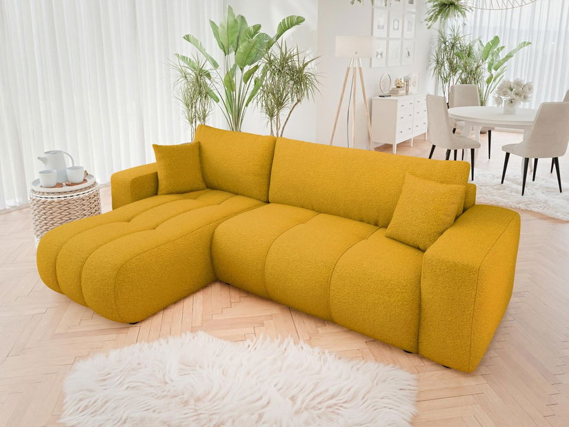 Rohová sedačka Lorew (hořčicová) (s úl. prostorem)
