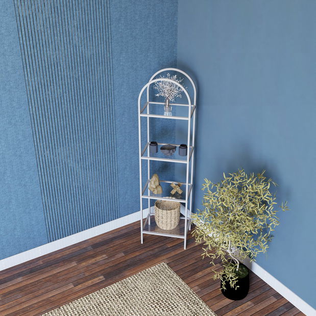 Regál Monisa 40 (bílá + sklo)