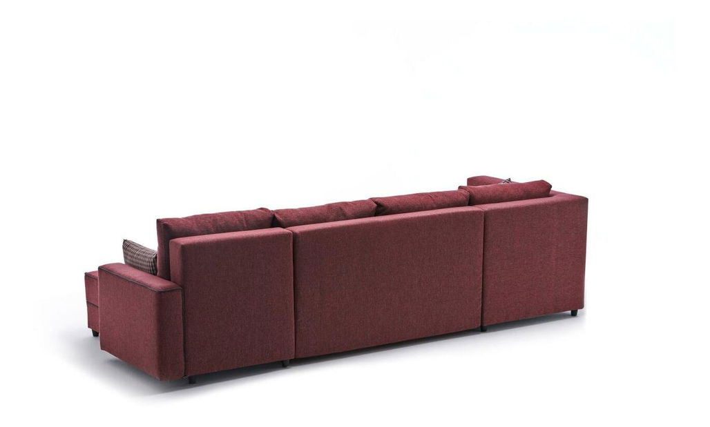 Rohová sedačka ve tvaru U Emilie (s úl. prostorem) (červená)