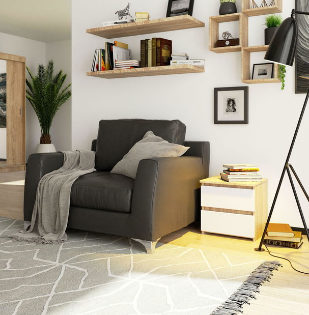 Noční stolek Cleania CL2 (dub sonoma + bílá)