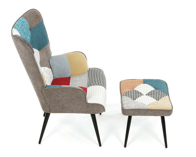 Křeslo s taburetkou Akitta (vícebarevná)